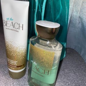 Bath & Body Works lotion and body wash with beach bag